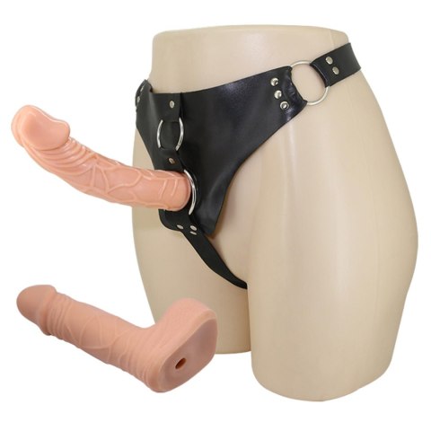 Strap-on na szelkach z dwoma żylastymi penisami Strap-on na szelkach z dwoma żylastymi penisami
