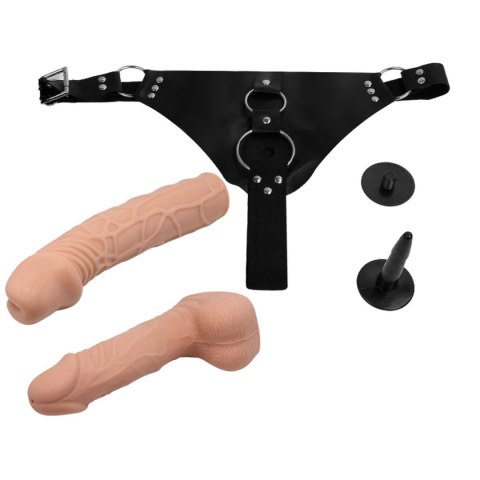 Strap-on na szelkach z dwoma żylastymi penisami Strap-on na szelkach z dwoma żylastymi penisami