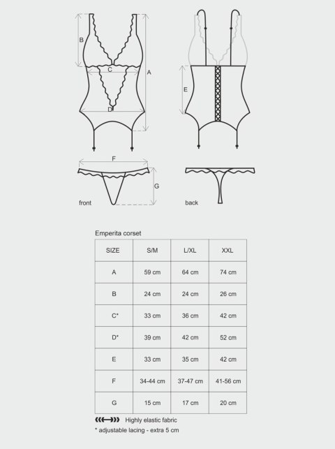 Gorset stringi czarny sex komplet obsessive l/xl Gorset stringi czarny sex komplet obsessive l/xl