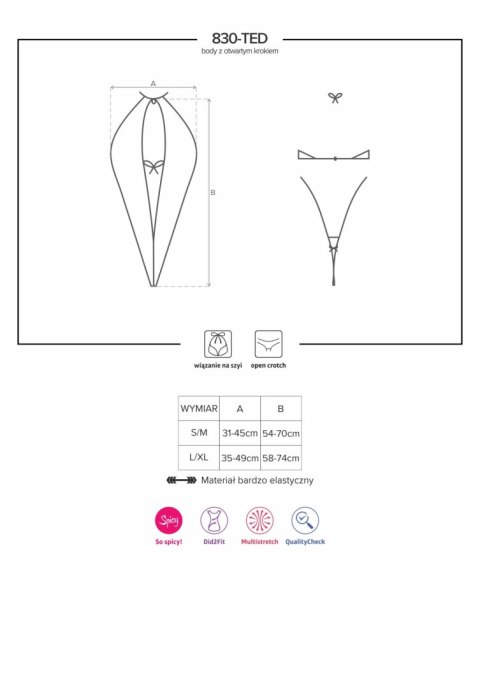 Koronka body otwarty krok obsessive 830-ted-1 s/m Koronka body otwarty krok obsessive 830-ted-1 s/m