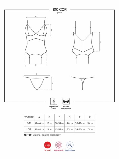 Koronkowy gorset stringi komplet obsessive s/m Koronkowy gorset stringi komplet obsessive s/m