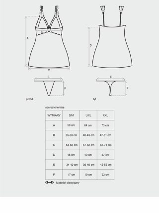 Satynowa sex koszulka stringi komplet secred l/xl