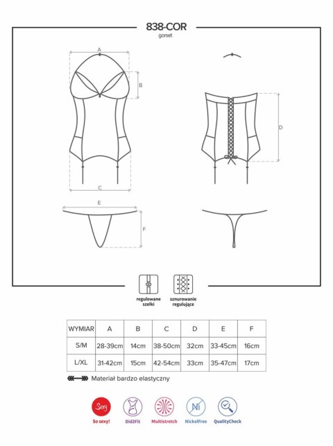 Czerwony gorset stringi sex komplet obsessive l/xl Czerwony gorset stringi sex komplet obsessive l/xl