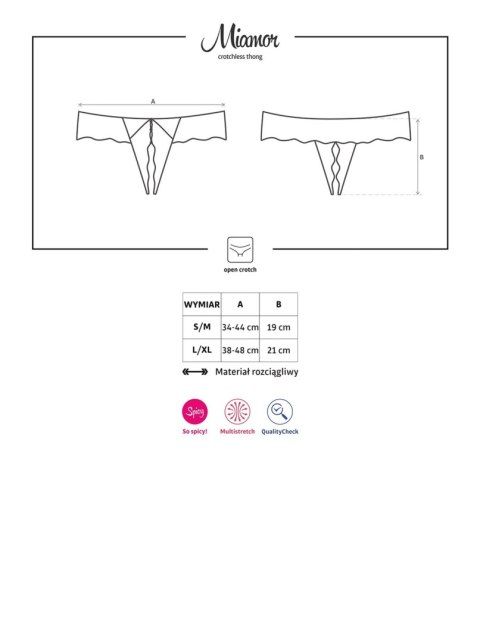 Stringi koronkowe rozcięte w kroku obsessive L/XL Stringi koronkowe rozcięte w kroku obsessive L/XL